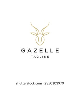 Gazelle with line art style logo icon design template flat vector