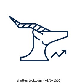 Gazelle line vector with arrow going upwards meaning extremely fast paced and consistent high business growth. Isolated on white background.
