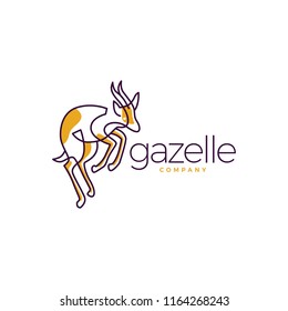 gazelle logo vector icon line art outline monoline illustration