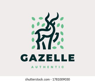 Gazelle modern logo. Deer emblem design editable for your business. Vector illustration.