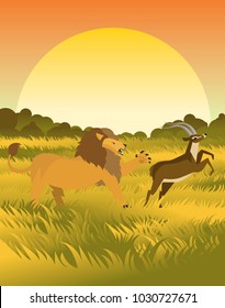 Gazelle Running From Lion