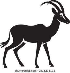 Gazelle Silhouette with Seamless Elements on White Background, cute vector of deer, silhouette of a deer