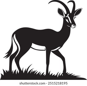 Gazelle Silhouette with Seamless Elements on White Background, cute vector of deer, silhouette of a deer