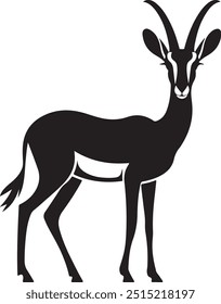 Gazelle Silhouette with Seamless Elements on White Background, cute vector of deer, silhouette of a deer