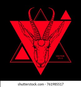 gazelle in a triangle.Can be used for printing on T-shirts, flyers and stuff abstract drawing. vector illustration.