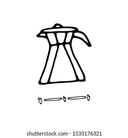 Gazer coffee maker black and white doodle icon. Cute hand drawn gazer coffee maker. Vector isolated on white background.  Inscription for prints and posters, menu design, banners.