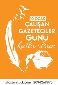 Çalışan gazeteciler günü,  10 ocak, Journalists day concept vector illustarion. Translate: 10 january working journalists day
