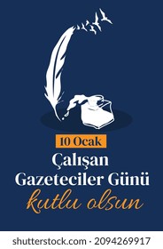 Çalışan gazeteciler günü,  10 ocak,
Journalists day concept vector illustarion. Translate: 10 january working journalists day
