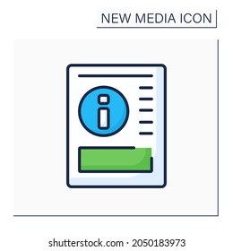 Gazette color icon. Article on paper. Political, cultural info. Information space. Important news. New media concept. Isolated vector illustration