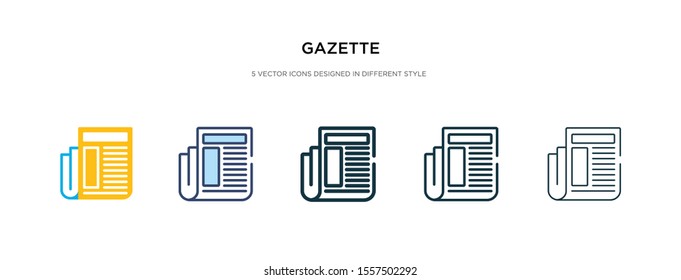 gazette icon in different style vector illustration. two colored and black gazette vector icons designed in filled, outline, line and stroke style can be used for web, mobile, ui