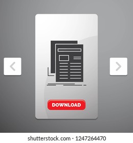 Gazette, media, news, newsletter, newspaper Glyph Icon in Carousal Pagination Slider Design & Red Download Button