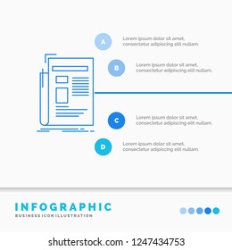 Gazette, media, news, newsletter, newspaper Infographics Template for Website and Presentation. Line Blue icon infographic style vector illustration