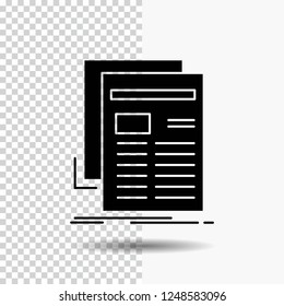 Gazette, media, news, newsletter, newspaper Glyph Icon on Transparent Background. Black Icon