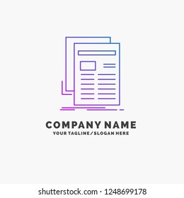 Gazette, media, news, newsletter, newspaper Purple Business Logo Template. Place for Tagline