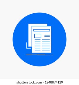 Gazette, media, news, newsletter, newspaper White Glyph Icon in Circle. Vector Button illustration