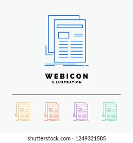 Gazette, media, news, newsletter, newspaper 5 Color Line Web Icon Template isolated on white. Vector illustration