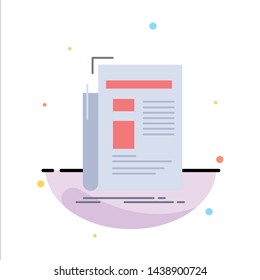 Gazette, media, news, newsletter, newspaper Flat Color Icon Vector