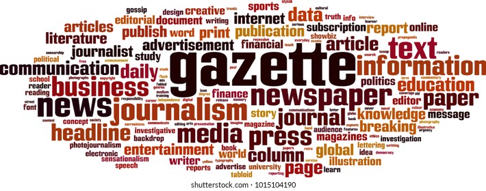 Gazette word cloud concept. Vector illustration
