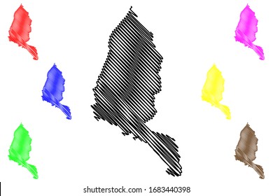 Gazi Baba Municipality (Republic of North Macedonia, Skopje Statistical Region, Greater Skopje) map vector illustration, scribble sketch Gazi Baba map