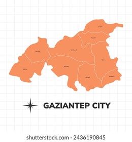Ilustración del mapa de Gaziantep City. Mapa de la ciudad en Turquía