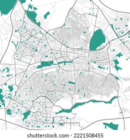Gaziantep map. Detailed map of Gaziantep city administrative area. Cityscape panorama. Royalty free vector illustration. Road map with highways, rivers.