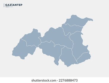 
Gaziantep province map of Turkey.