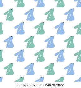 Gazing Blue and Green Bunnies Dreamland Pattern can be use for background and apparel design