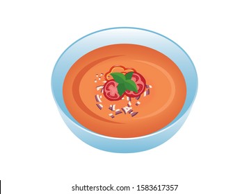 Gazpacho soup icon vector. Gazpacho soup isolated on a white background. Vegetable soup in bowl vector. Bowl of soup vector