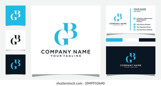 GB or BG initial letter logo design concept with business card design.