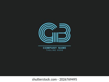 GB or BG minimal abstract and creative in line art style logo