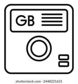 VECTOR de contorno de iconos de tablero GB. Copia de seguridad del estado del Archivar. Estado del disco del equipo