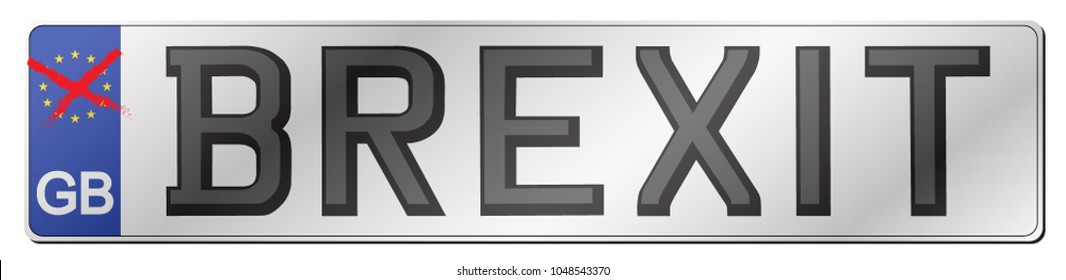 A GB Brexit license plate isolated on a white background