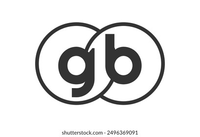 GB business company emblem with outline rounds and letters g b. Logo template of two merged circles for brand identity, logotype. Vector Infinity symbol  and technology sign.