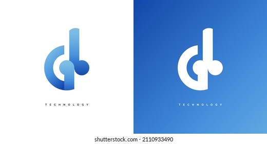 GB or CB Initial Logo Design Template with Blue Gradient Concept. Modern G and B or C and B Initial Logo Design