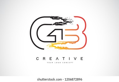 GB Creative Modern Logo Design Vetor with Orange and Black Colors. Monogram Stroke Letter Design.