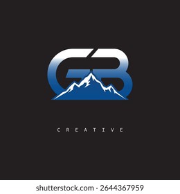  GB Creative Mountain Logo Bold Gradient Letter mark Branding Design for Business Outdoor Brands