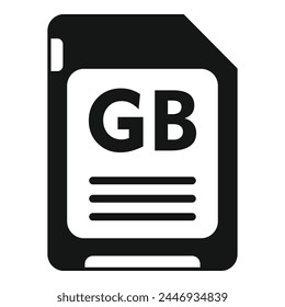 VECTOR simple del ícono de la tarjeta de memoria flash GB. Máquina sólida. Backup ssd