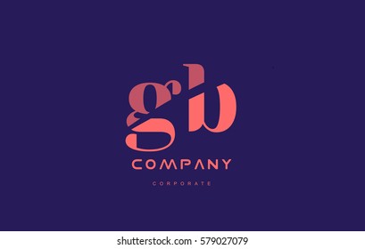 gb g b alphabet small letter blue pink creative design vector company logo icon template 