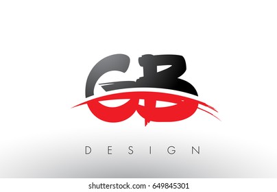 GB G B Brush Logo Letters Design with Red and Black Colors and Brush Letter Concept.