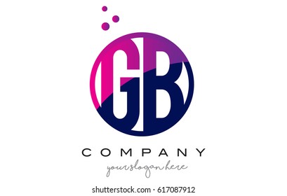 GB G B Circle Letter Logo Design with Purple Magenta Dots Bubbles Vector Illustration