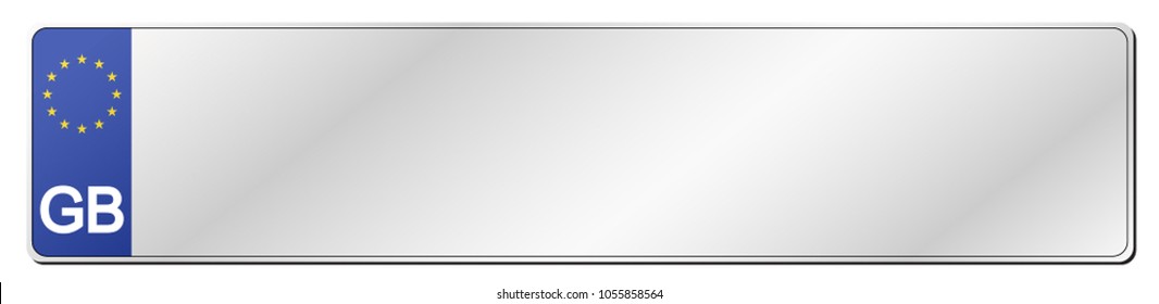 A GB Great Britain EU standard blank license plate isolated on a white background