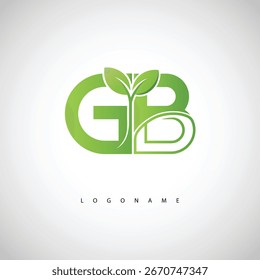 GB Green Leaf Logo - Monograma ecológico mínimo para la marca orgánica y el diseño sostenible de la identidad
