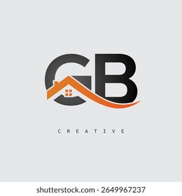 GB House Letter Logo – Creative Real Estate Monogram with Roof Shape and Home Icon for Property, Architecture and Modern Branding Identity