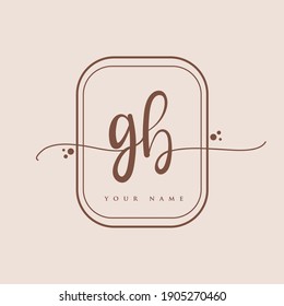 GB Initial Handschrift Logo. Handschrift Initials Logo-Branding, Feminine und luxuriöses Logo-Design einzeln auf elegantem Hintergrund.