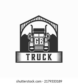 GB Initial Letter Truck Logo Design Simple Stock Vector