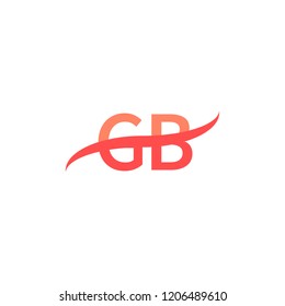 GB Initial Letters Logo Design with Swoosh Illustration Template in Red Color Concept