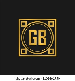 GB initial logo. Luxury ornament crown logo.