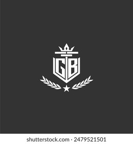 GB initial monogram brand logo design for crown vector image