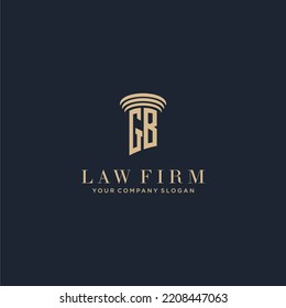 Logotipo inicial de la firma de ley en monograma GB con diseño de hitos