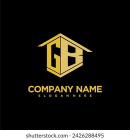 GB initial monogram logo for real estate with creative building style design